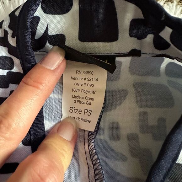 Salon Studio Jacket & Matching Tank Top Lightweight Blue White Womens Size SP - Picture 8 of 9